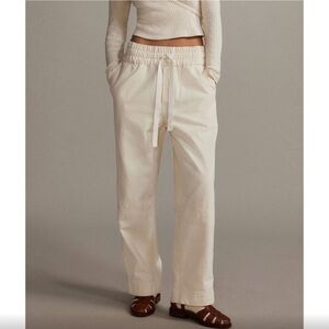 Everlane Cream Canvas Elastic Waist Easy Pants
